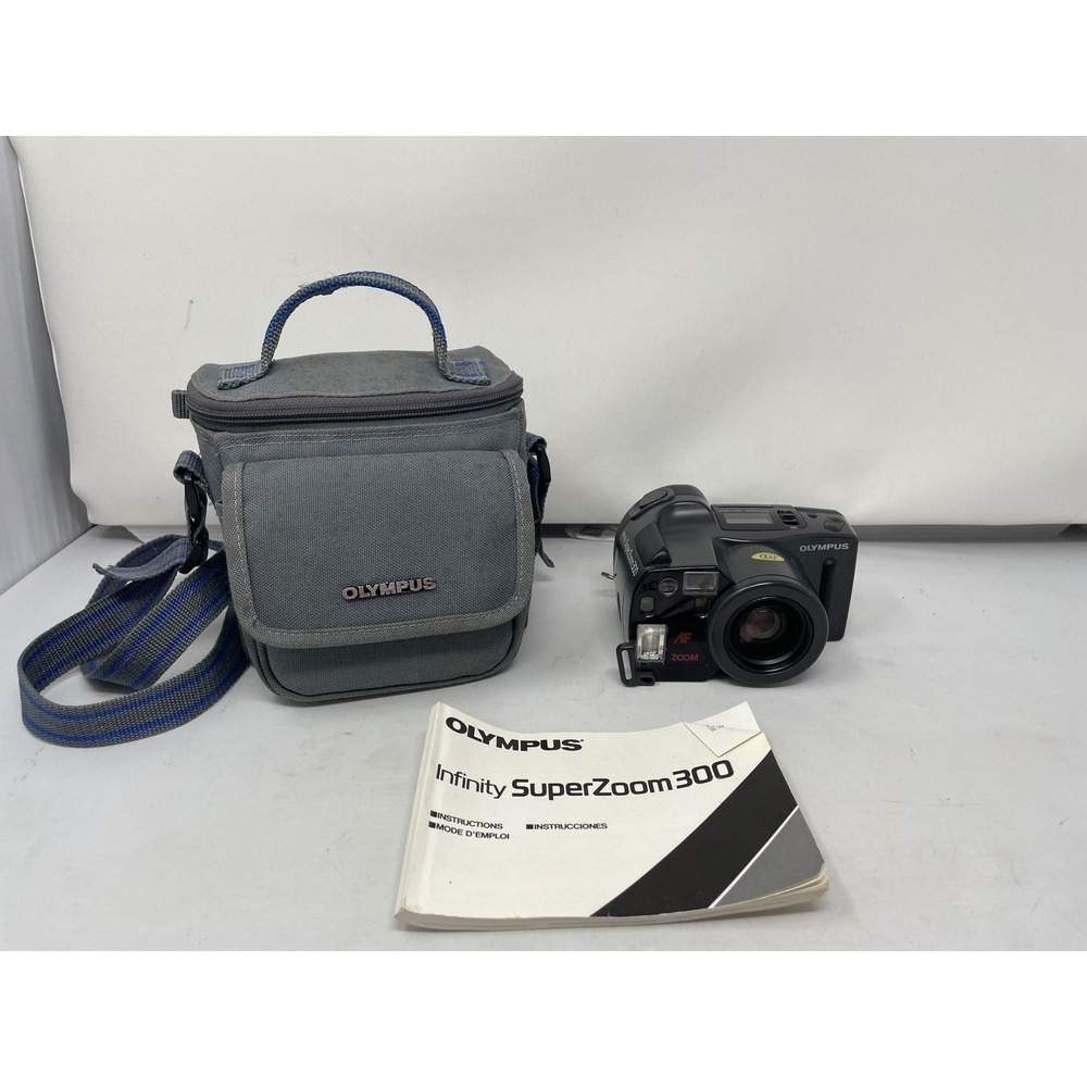 Olympus Infinity SuperZoom 300 35mm Film Camera w/‎ Case & Instructions